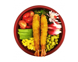 Poké bowl aux tempura crevettes